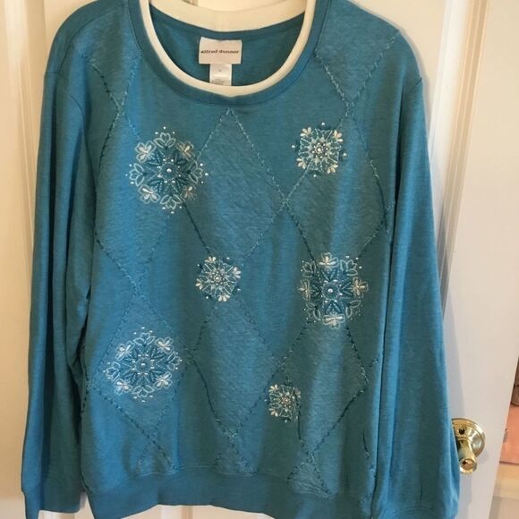 NWT Alfred Dunner Turquoise L/S Shirt Sz XL - Picture 1 of 8